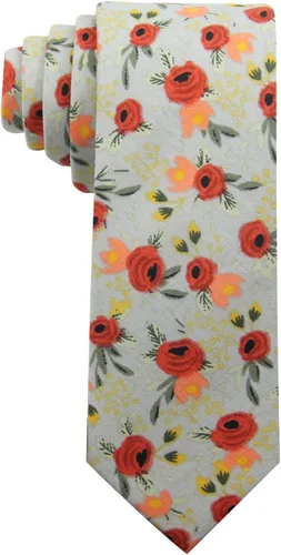 Vista 50 de Corbata de algodón floral para hombre, corbata delgada impresa de 2.56'' 01-Bean Pasta Rosa