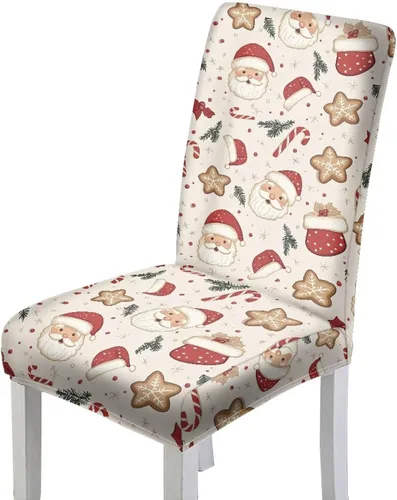 Vista 9 de HUGS IDEA Juego de 2 fundas para sillas de comedor con diseño de árbol de Navidad, jacquard, fundas protectoras para sillas Parsons de bastón