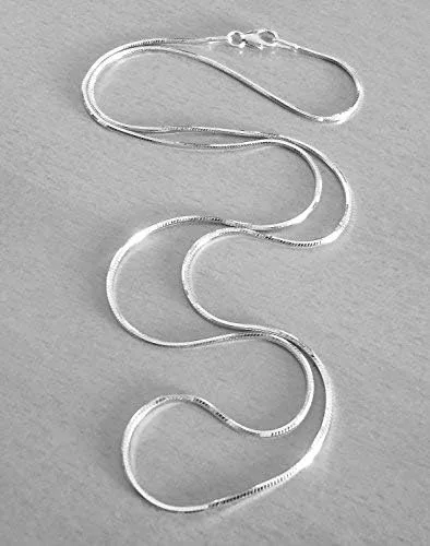 Vista 2 de PORI JEWELERS Cadena mágica de plata de ley 925, 0.028 in, 8 caras, de serpiente italiana, para mujer, fabricada en Italia