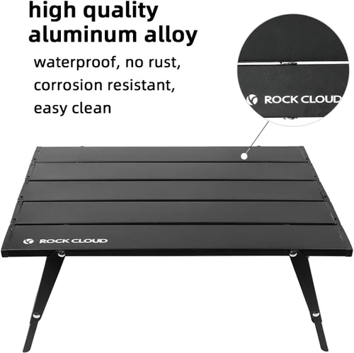 Vista 5 de Rock Cloud Mesa de Playa Plegable de Aluminio Ultraligera Ajustable en Altura, Mesa de Camping Portátil Mini