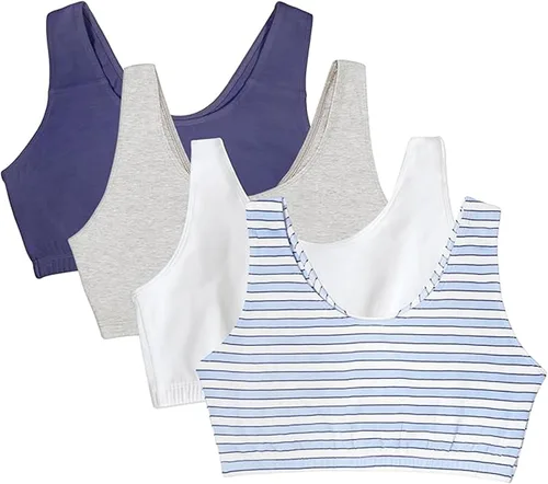 Vista 11 de Fruit of the Loom Sujetador deportivo de algodón sin aros para mujer Negro/Blanco/Gris Jaspeado