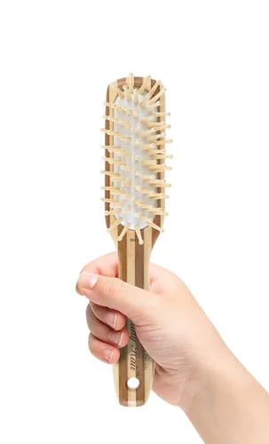 Vista 2 de Olivia Garden Cepillo de masaje iónico de bambú para cabello saludable