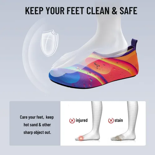 Vista 4 de Calcetines acuáticos, zapatos de agua para playa, calcetines de yoga descalzos, de secado rápido, para surf, piscina, natación, para mujeres