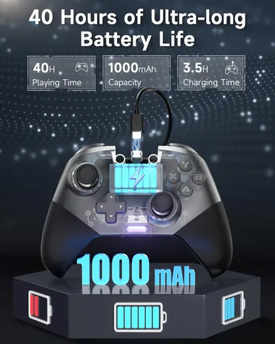 Vista 17 de EasySMX X10 Wireless PC Controller with Dual Hall Effect, Bluetooth Controller for PC/Switch/Steam/Android TV, Mobile - Include a White Swappable