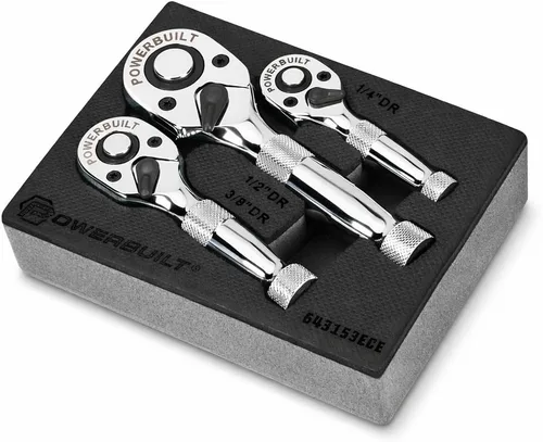 Vista 7 de Powerbuilt Trinquete recortado, llave de trinquete mini de 1/4 pulg, reversible de 72 dientes, para espacios reducidos, de liberación rápida - 940478