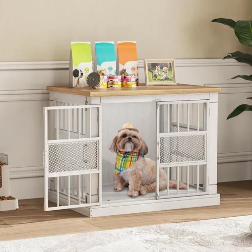 Vista 10 de VOPEAK Mueble de jaula para perros de 27.5", jaula para perros resistente a mordiscos para perros pequeños y cachorros, jaulas para perros