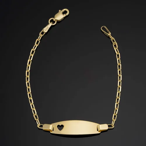 Vista 2 de Kooljewelry - Pulsera de oro amarillo de 14 quilates con corazón (5.5 pulgadas)