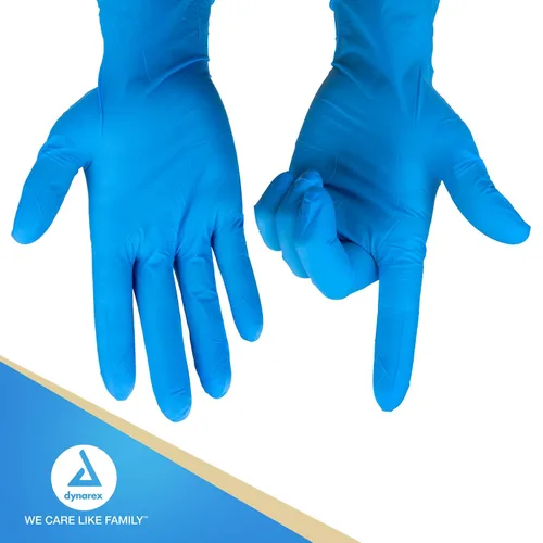 Vista 6 de Dynarex SafeTouch Guantes de nitrilo para exámenes, sin látex, libre de polvo.