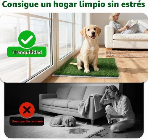Vista 5 de Almohadilla de césped artificial para orina de perro, 18.75 x 15 pulgadas, paquete de 2, lavable para interiores, césped de repuesto para cachorros