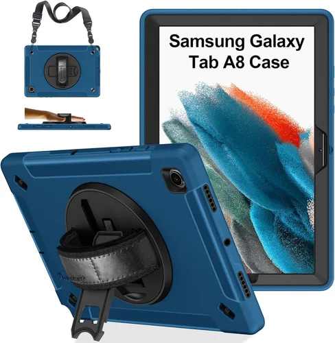 Vista 18 de Funda para Galaxy Tab Active 5 Pro 2025/4 Pro 2022/2019 de 10.1 Pulgadas: TPU con Soporte - Protector de Pantalla - Correa de Mano - Correa de Negro