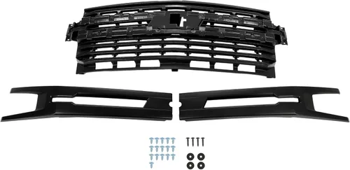 Vista 6 de KUAFU Parrilla frontal compatible con parachoques superior de capó para Chevy Chevrolet Silverado 1500 2019-2022, pintada en negro