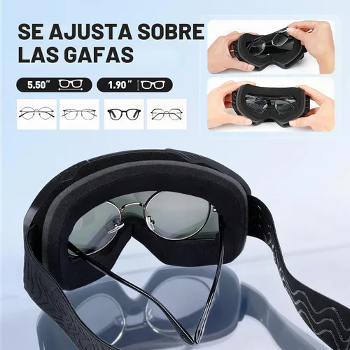 Vista 2 de Ski Goggles, Snowboard Goggles OTG for Men, Women & Youth Azul