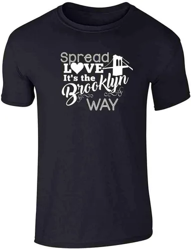 Vista 13 de Pop Threads Spread Love Its The Brooklyn Way Graphic Tee Camiseta para hombre
