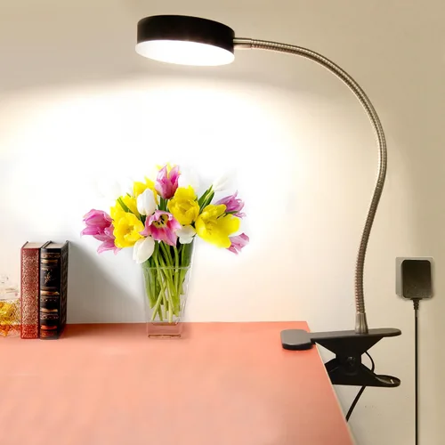 Vista 5 de Lámpara de escritorio LED con clip, con interruptor, cuello de cisne flexible de 19.25 pulgadas 4.5W 260LM, 4000K blanco frío, cable de 65