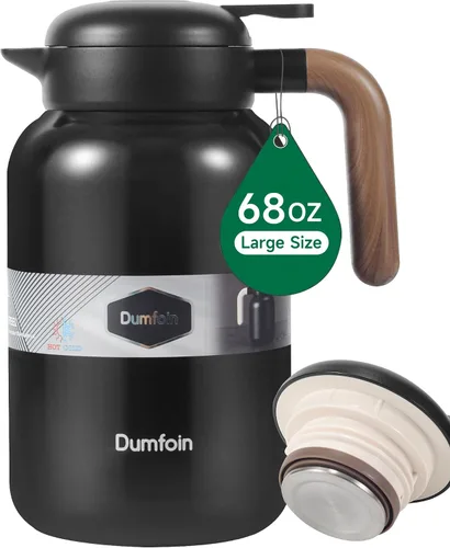 Vista 11 de Jarra térmica de café de 45 onzas, jarras de café aisladas al vacío de acero inoxidable para mantener el calor, dispensador de bebidas de 1.3 litros