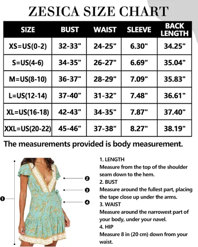 Vista 6 de ZESICA - Vestido corto y cruzado para mujer, diseño de verano 2024 con cuello en V, estampado floral bohemio, acampanado, con volantes, para playa