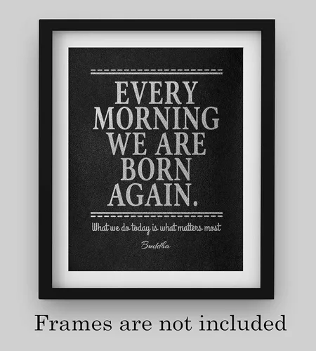 Vista 6 de AMERICAN LUXURY GIFTS Every Morning We Are Born Buddha Cita – Decoración de pared motivacional espiritual para sala de estar, oficina, dormitorio