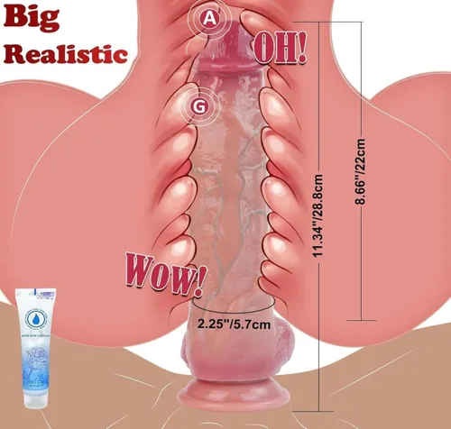 Vista 3 de Jugete Xeso para adultos, dilbo realista para mujeres, R 11 pulgadas, grueso y grande de silicona realista, máquina de polla gigante de juego manos