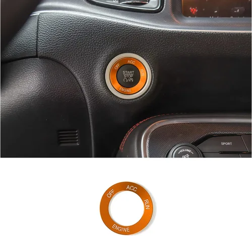 Vista 7 de Keptrim Moldura de parada de arranque del motor para Dodge Challenger Charger RAM 2010-2025, para Durango 2014, aleación de aluminio azul, 1 unidad