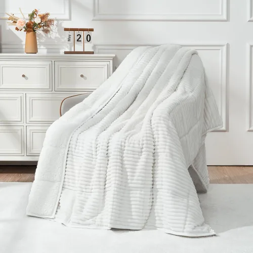 Vista 20 de Uttermara Mantas con peso para adultos, tamaño matrimonial, manta de 12 libras, 48 x 72 pulgadas con forro polar sherpa de felpa suave y cálida