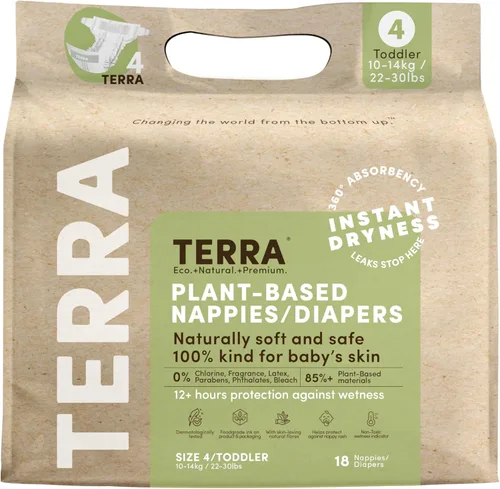 Vista 9 de Terra Pañales para recién nacidos tamaño 1: 85% a base de plantas, ultrasuaves y libres de químicos para pieles sensibles, absorbencia superior