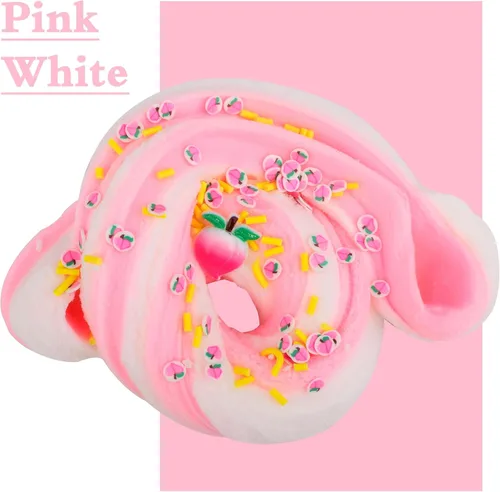 Vista 3 de Paquete de 2 Kits de Slime de Nube con Pastel Azul y Dijes Rosados, Suministros de Slime DIY Perfumados para Niñas y Niños, Juguete Antiestrés