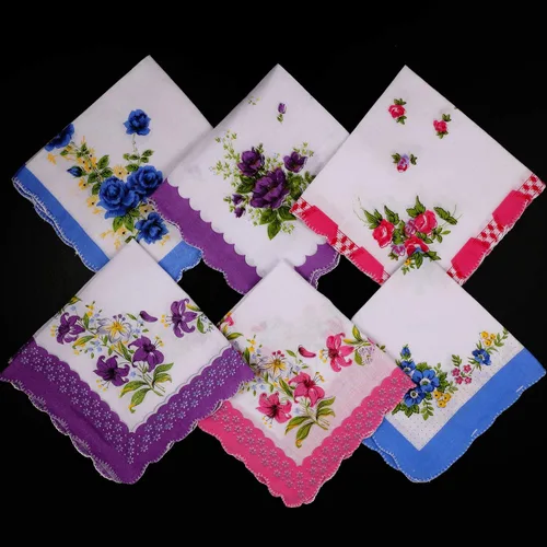 Vista 3 de Boao - Pañuelos de bolsillo para mujer, 20 unidades, diseño floral, tamaño mediano