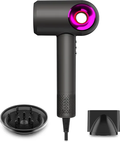 Vista 9 de 7 ajustes de velocidad, secador de pelo profesional con iones negativos, 2000 W, 190,000 RPM, secado rápido 7X, 7 ajustes de velocidad