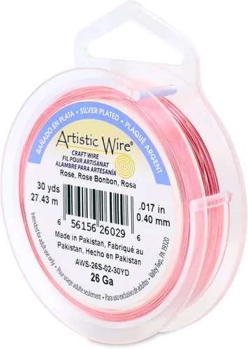 Vista 168 de Artistic Wire, Alambre de cobre de color chapado en plata de calibre 18, resistente al deslustre, amatista, 20 pies