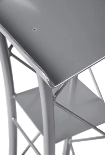 Vista 4 de Displays2go Atril de armadura de aluminio y acero plateado