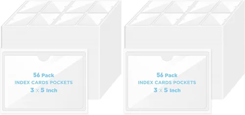 Vista 9 de 40 Pack Clear Self-Adhesive Pockets, 4" x 6" Index Card Pockets With Top Open Loading, PVC Label Holders for Organizing storage bins, Library Card