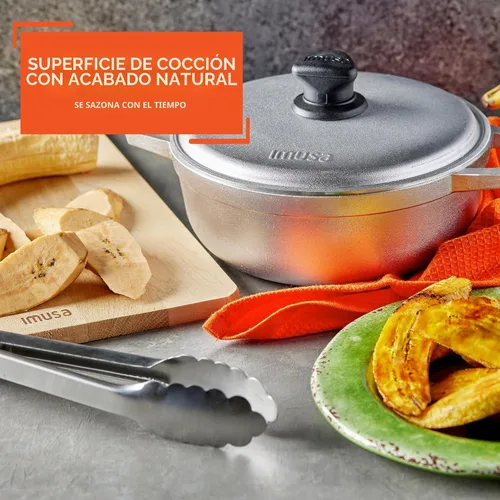 Vista 5 de IMUSA Caldero - Olla con tapa de aluminio de 2 cuartos de galón, aluminio fundido, perfecta para servir grupos pequeños, asas remachadas, fabricada