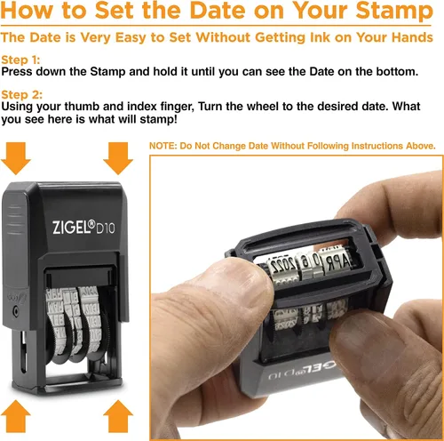 Vista 9 de ZIGEL D10 Office Date Stamp - Sello de fecha autoentintado - Negro