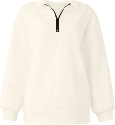 Vista 7 de Ceboyel Sudadera de gran tamaño con cremallera de un cuarto para mujer, sudadera con capucha Y2K para otoño, ropa de moda 2023