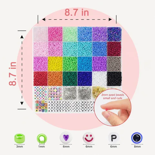 Vista 6 de Redtwo Cuentas de cristal de 0.118 in para la fabricación de joyas, kit