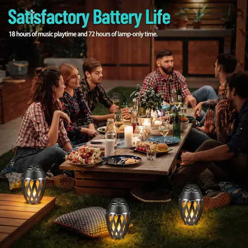 Vista 3 de Paquete de 2 altavoces Bluetooth para exteriores, impermeables, inalámbricos, regalos de cumpleaños para hombres, papá, luz ambiental de llama LED