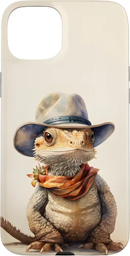 Vista 8 de iPhone 16 Lindo dragón barbudo Beardie con un estuche de sombrero de vaquero