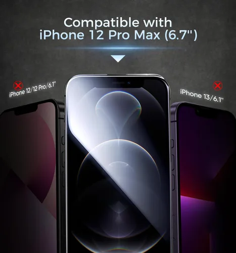 Vista 2 de MAGIC JOHN Protector de pantalla mejorado de 3ª generación para iPhone 12 ProMax de 6.7 pulgadas, HD transparente, película templada inastillable