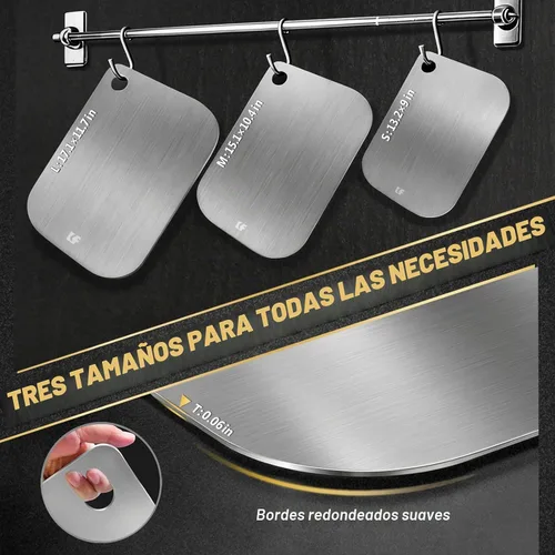 Vista 8 de KickFry Tabla de cortar de acero inoxidable para cocina, tabla de cortar de acero inoxidable de 13 x 9 pulgadas, tabla de cortar de doble cara