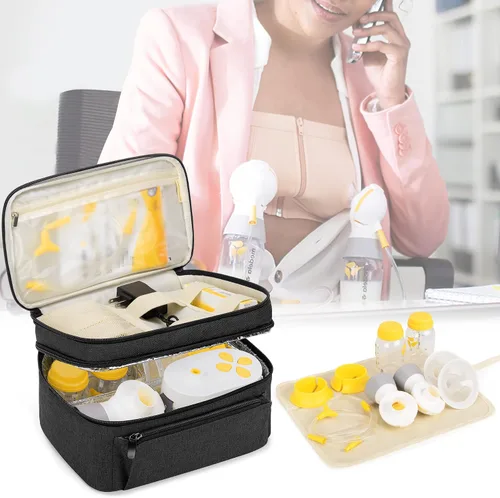 Vista 7 de BAFASO Bolsa para extractor de leche (compatible con bomba Medela en estilo) con una almohadilla impermeable para piezas de bomba de carga, funda