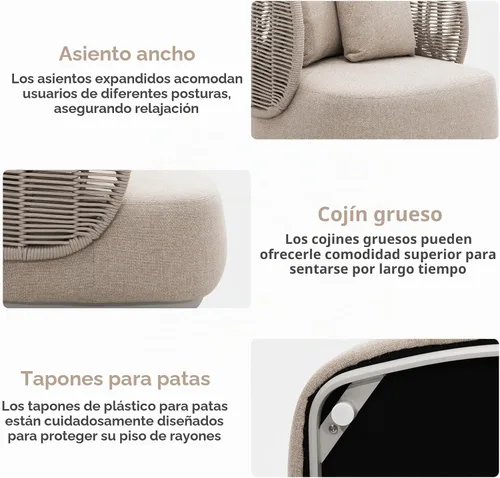 Vista 6 de Juego de 2 sofás para exteriores, muebles de patio al aire libre, sofá