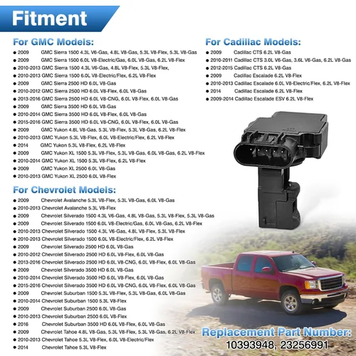 Vista 3 de TOP-MAX Sensor de flujo de aire masivo compatible con Chevy Silverado 1500 2500HD Suburban Tahoe GMC Sierra Yukon Cadillac Escalade CTS, sensor MAF