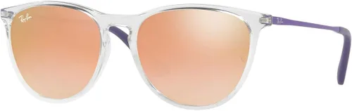 Vista 22 de Ray-Ban Junior RJ9060s Erika - Gafas de sol redondas para niños Caucho transparente fluorescente fucsia/marrón espejo naranja