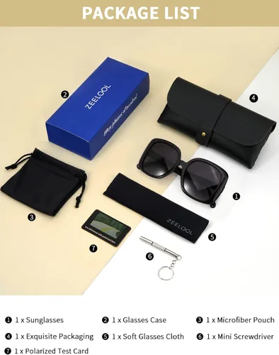 Vista 7 de Zeelool Oversized Sunglasses Women Men Ultra-light TR90 Frame Shades UV400 Trendy Sun Glasses
