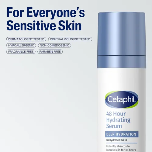 Vista 6 de Cetaphil Suero de Hidratación Profunda Sin Fragancia de Activación de 48 Horas, 1 Fl oz, Hidratante Facial para Piel Seca de 48Hr para Piel
