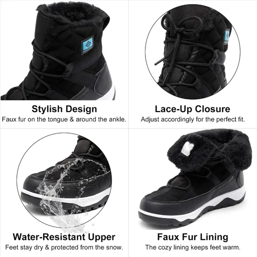 Vista 3 de DREAM PAIRS Women's Winter Snow Boots Waterproof Rubber Ankle Booties with Warm Comfortable Faux Fur Lining,Lace Up Non-Slip Outdoor Boots for Women
