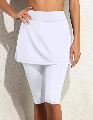 Vista 3 de Septangle Leggings deportivos con falda UPF 50+ para mujer, con falda de fijación, pantalón deportivo