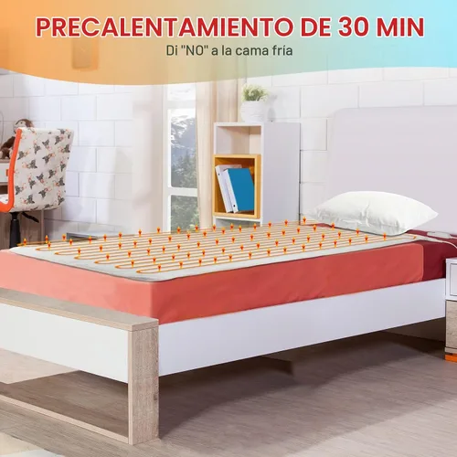 Vista 3 de Comfytemp Protector de colchón térmico tamaño mini individual 31 x 55 pulgadas, almohadillas de colchón eléctricas acolchadas de un solo controlador