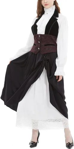Vista 6 de Chaleco gótico victoriano pirata steampunk vampiro medieval para mujer