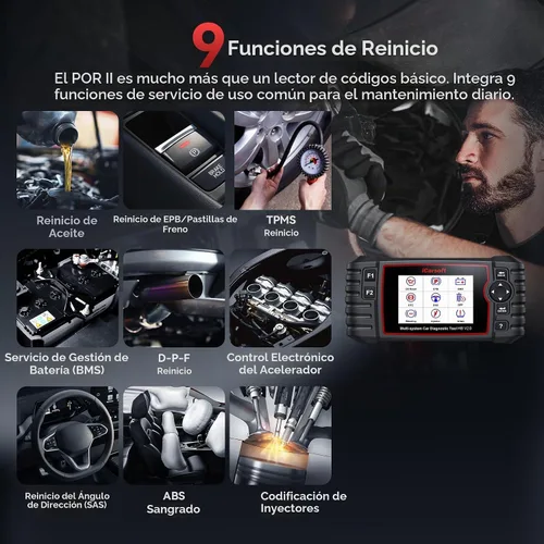 Vista 3 de iCarsoft MB V2.0 para escáner Mercedes Benz OBD2, herramienta de diagnóstico de sistema completo, 8 reinicios Auto VIN